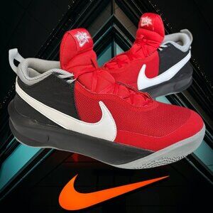 Nike Team Hustle D 10 CW6735-600 Red Black White Basketball Shoes Sneakers 6Y